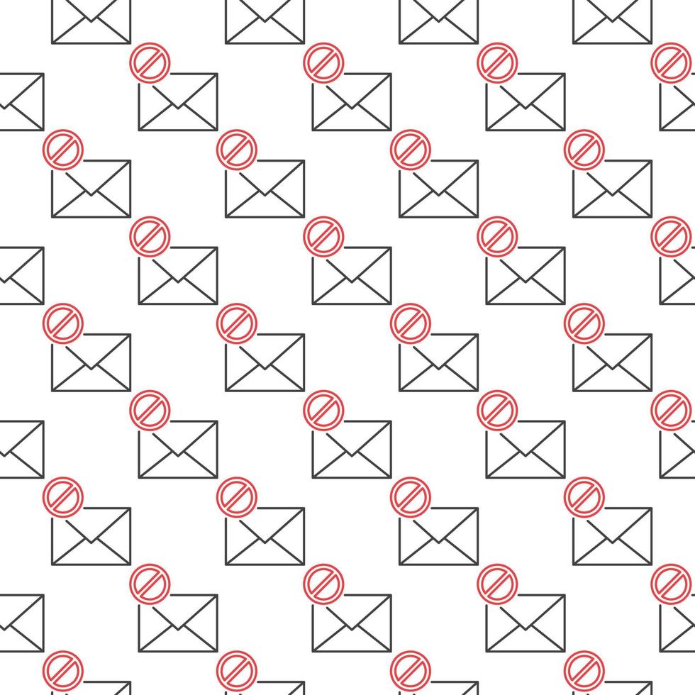 Envelope with Ban sign vector line seamless pattern