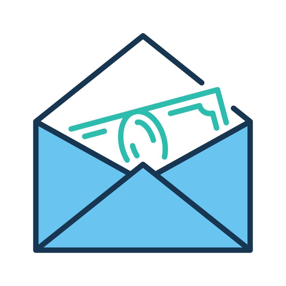 Envelope with Banknote vector Money Bribe concept colored icon