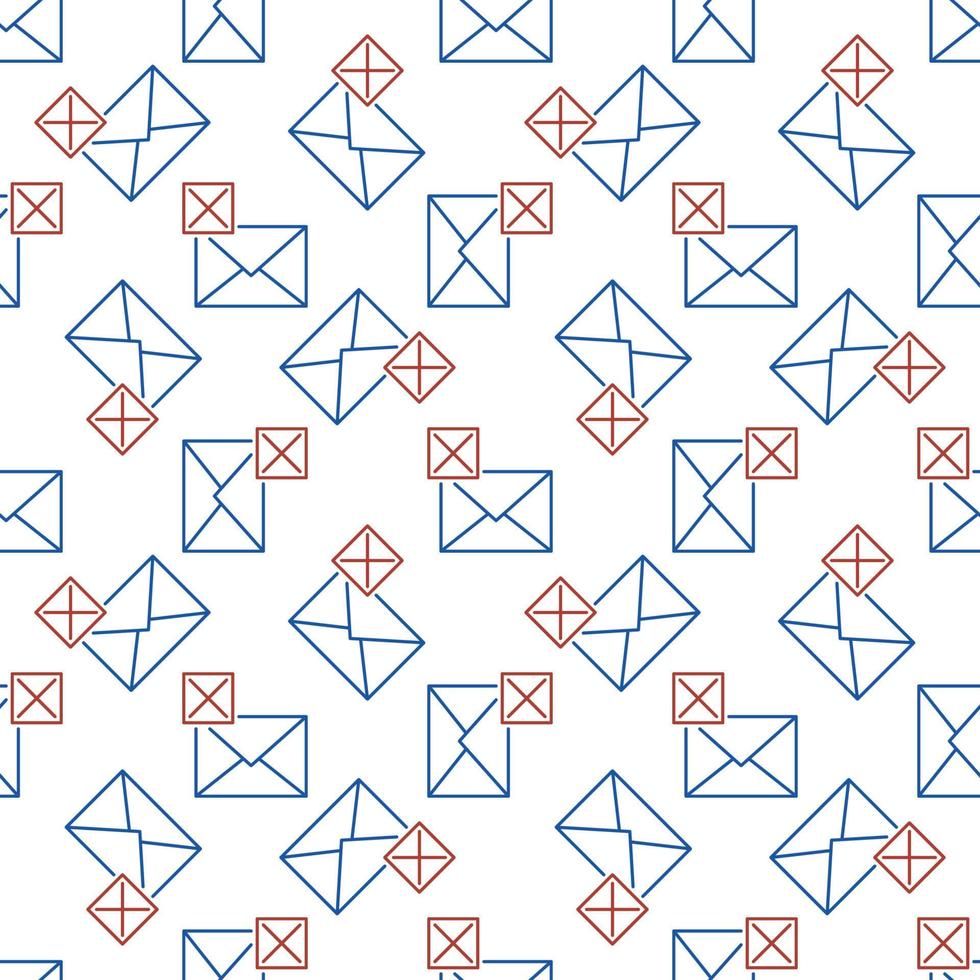 Envelope with Cross sign vector Delete Email concept outline seamless pattern