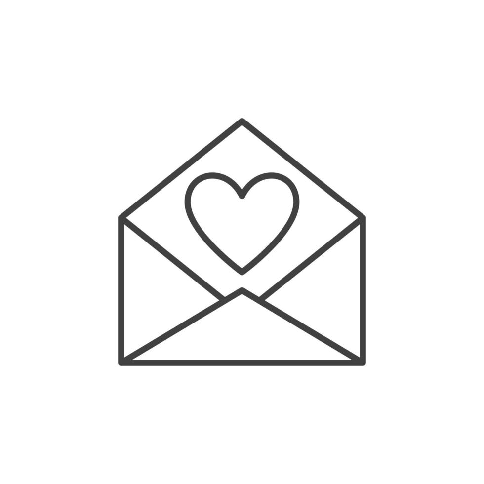 Envelope with Heart vector concept outline icon or sign