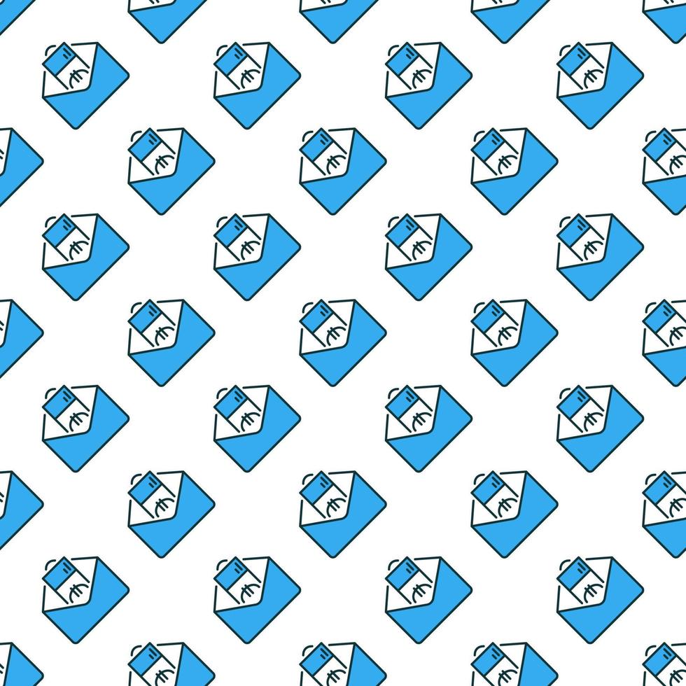 Envelope with EURO Money vector colored seamless pattern