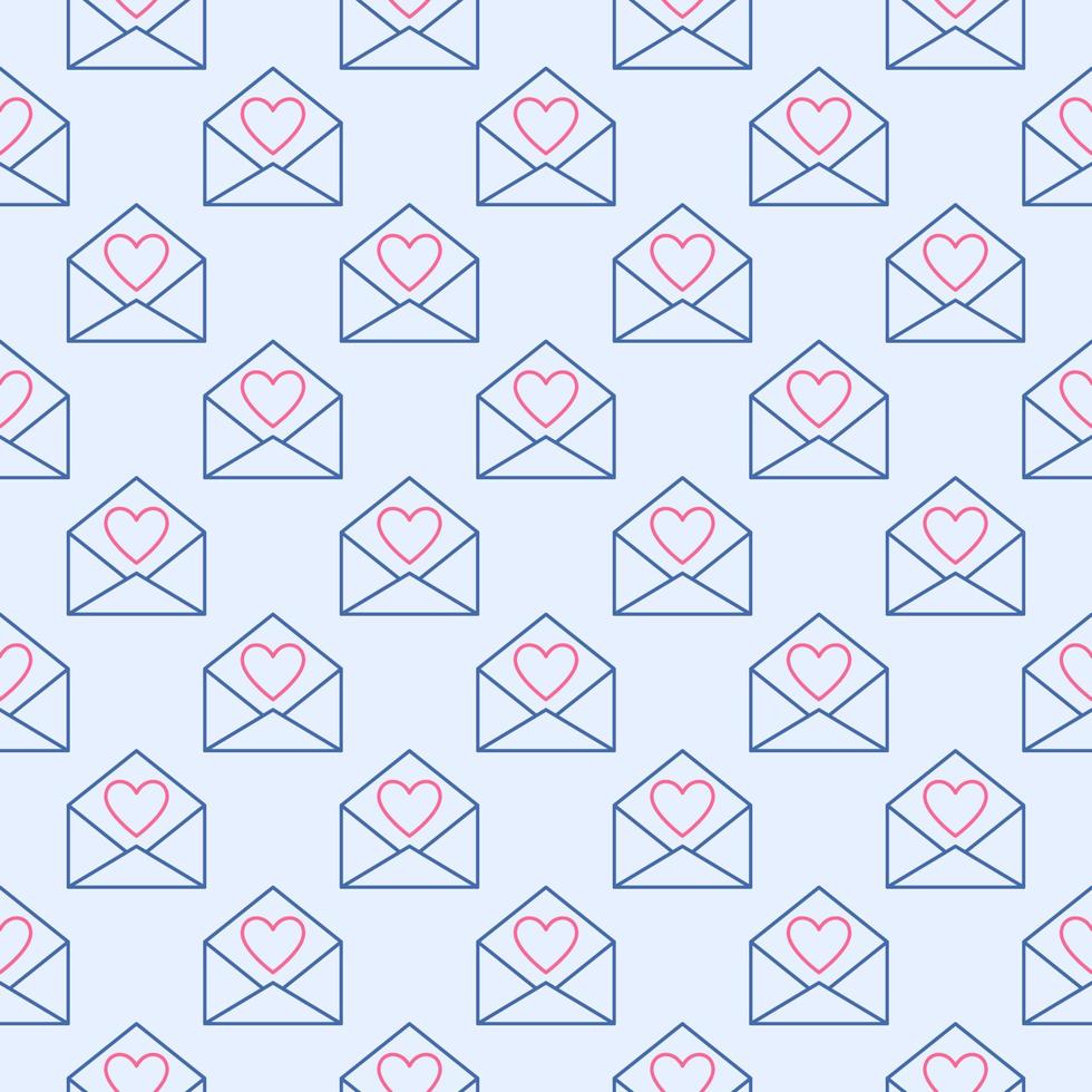 Envelope with Heart vector concept line creative seamless pattern