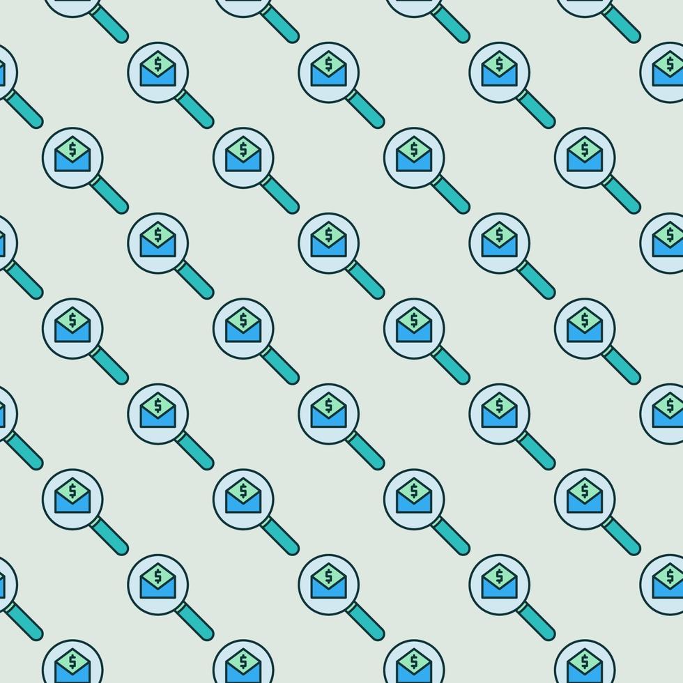 Envelope with Dollar inside Magnifier vector seamless pattern