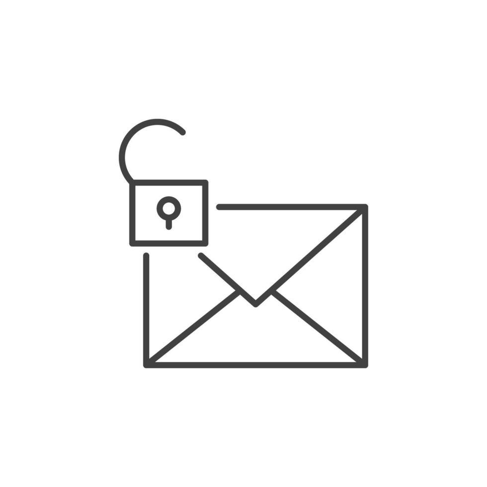 Envelope with Open Padlock vector Email Security concept line icon