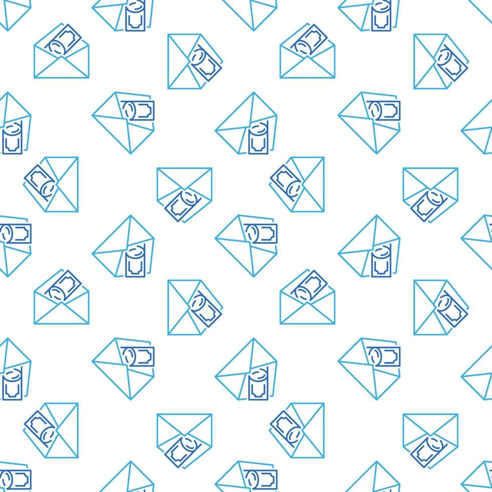 Envelope with Money vector Salary and Cash concept line seamless pattern