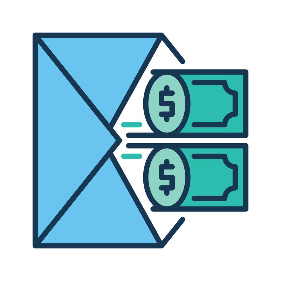 Envelope with Pair of Dollar Banknotes vector Bribe concept colored icon