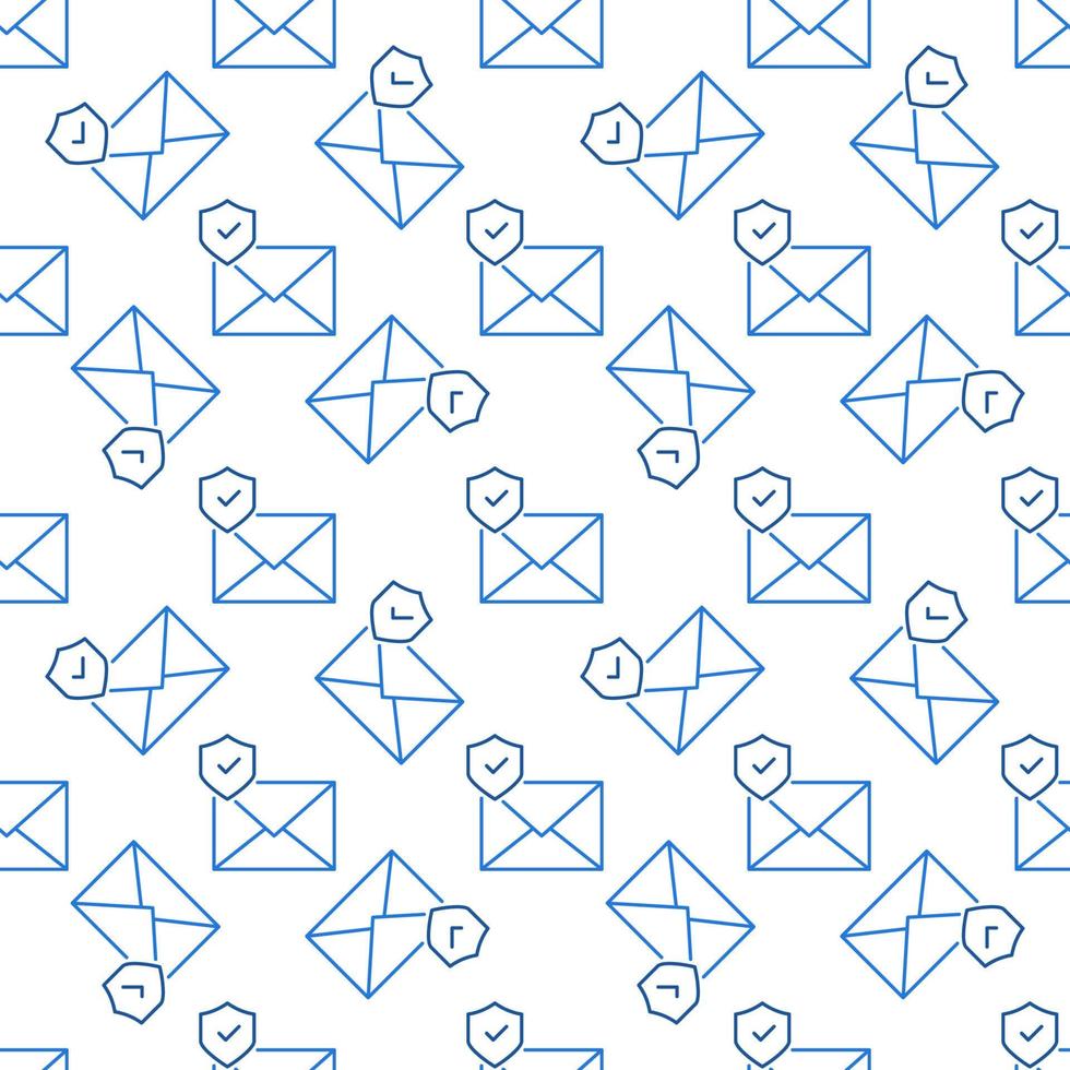 Envelope with Shield vector line seamless pattern