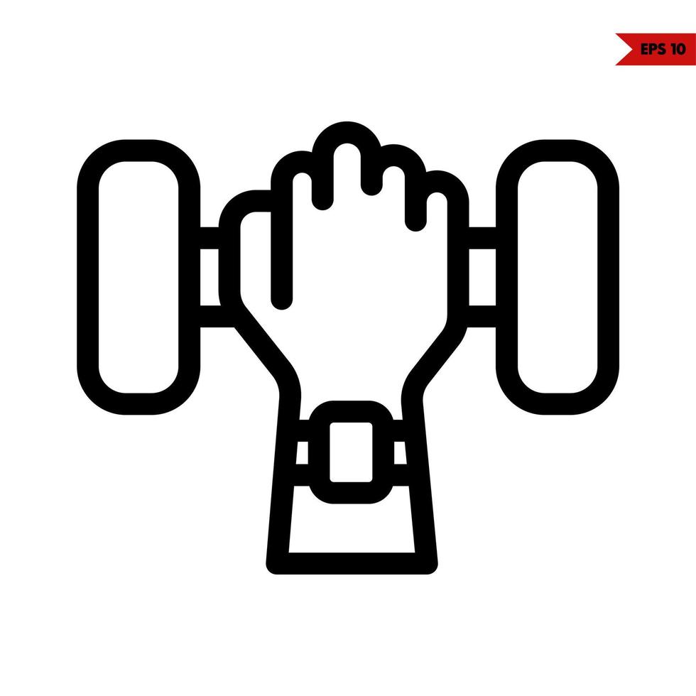 hand with barbel line icon vector