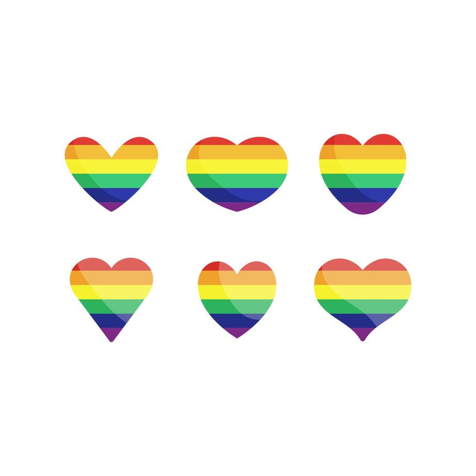 Lgbt rainbow flag in hearts shape. Gay, Lesbian, Bisexual, Trans, Queer pride love symbol of sexual diversity vector