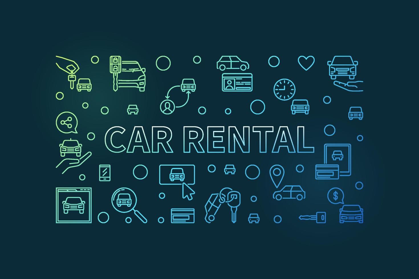 Car Rental modern horizontal banner - Rent a Vehicle vector colored line illustration