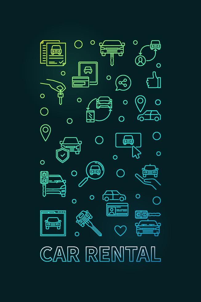 Car Rental concept vertical colored banner - Outline illustration vector