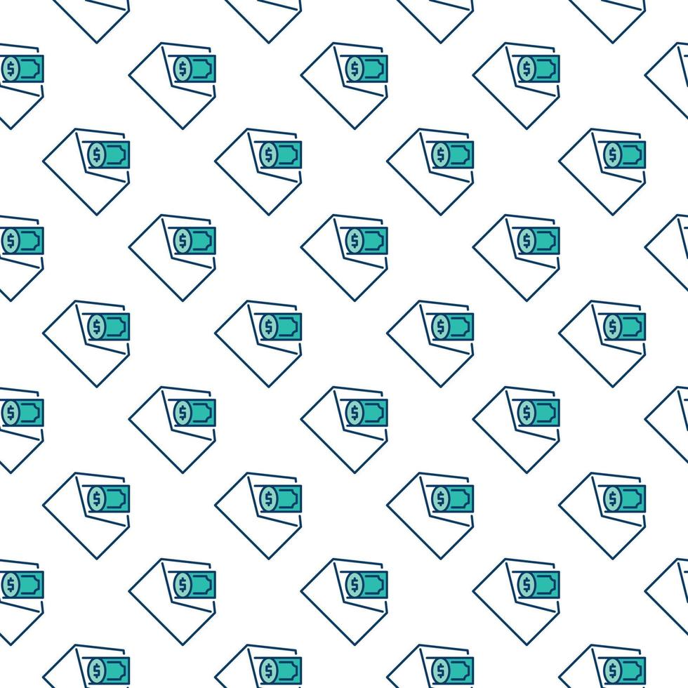 Cash in Open Envelope vector colored seamless pattern