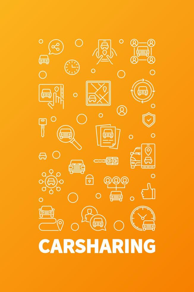 Carsharing linear illustration - Car Sharing vector concept line banner