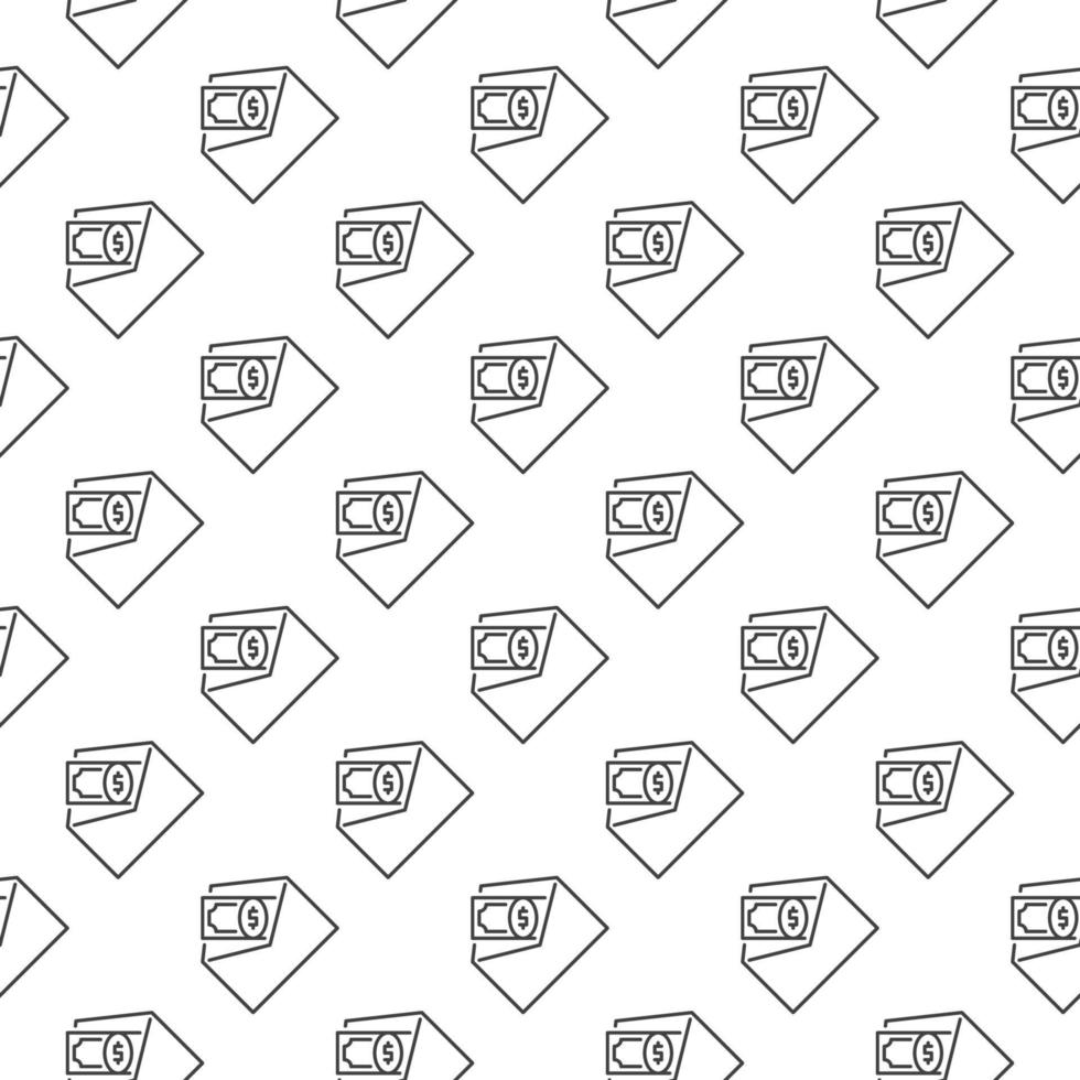 Cash in Opened Envelope vector minimal outline seamless pattern