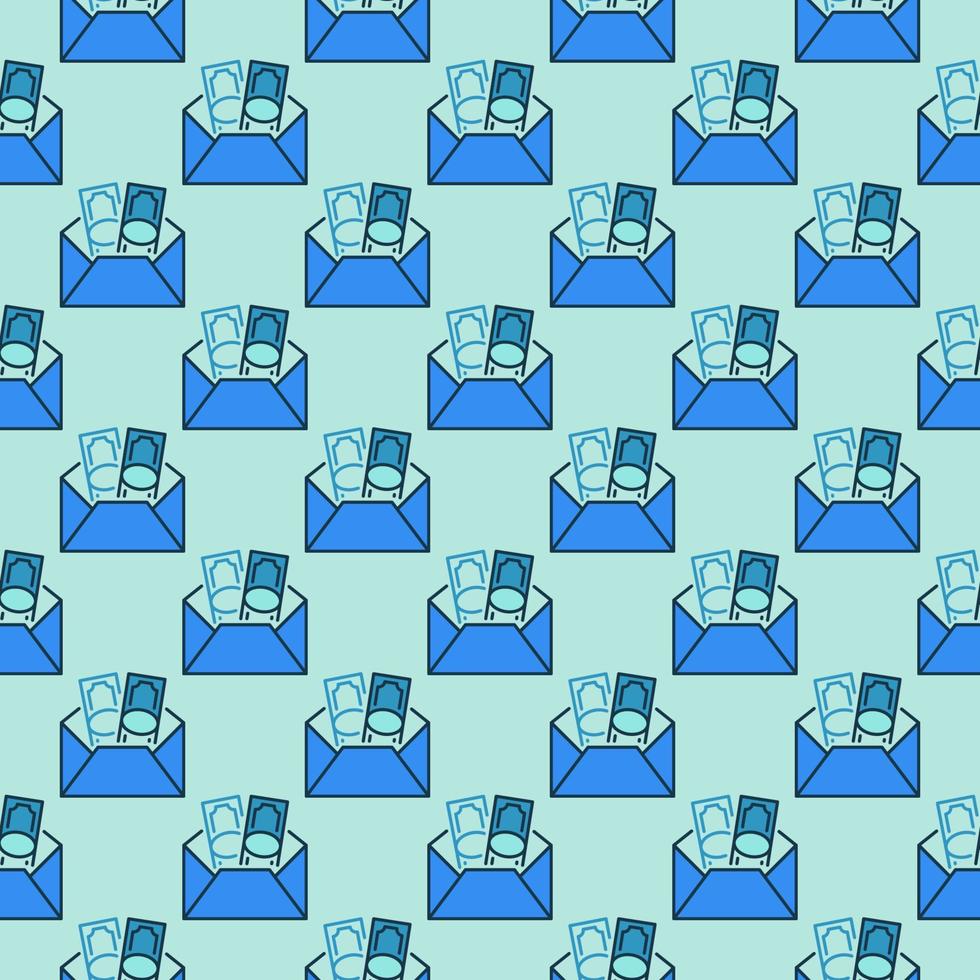 Cash in Opened Envelope vector colored seamless pattern