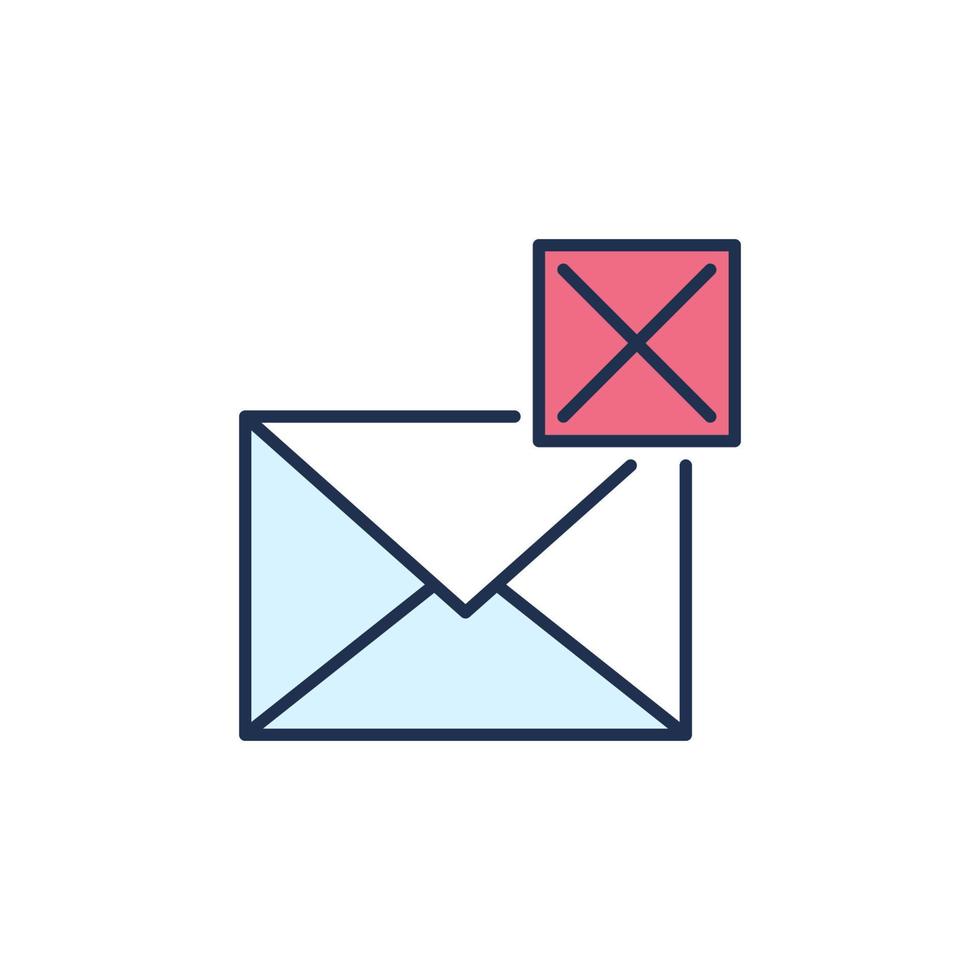 Cross Sign and Envelope vector Delete Email concept colored icon