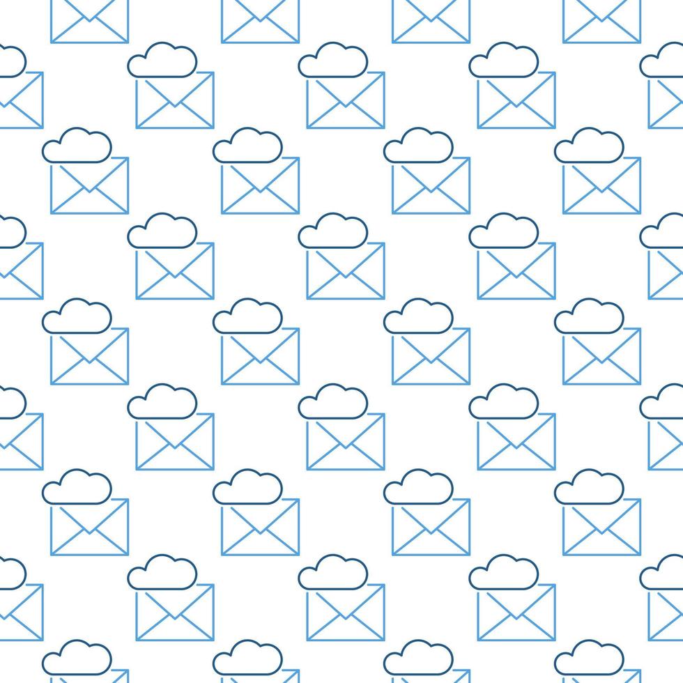 Cloud with Envelope vector Online Email line seamless pattern