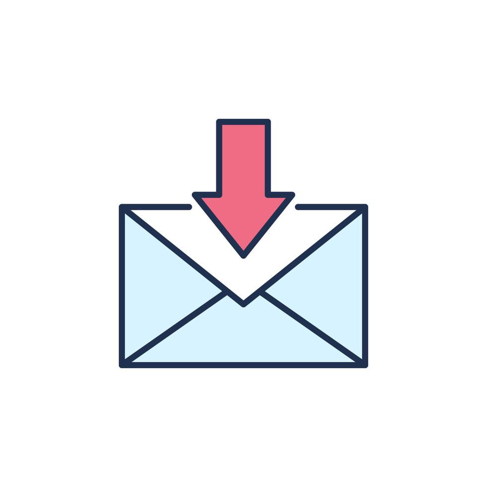 Down Arrow and Envelope vector Email Download concept colored icon