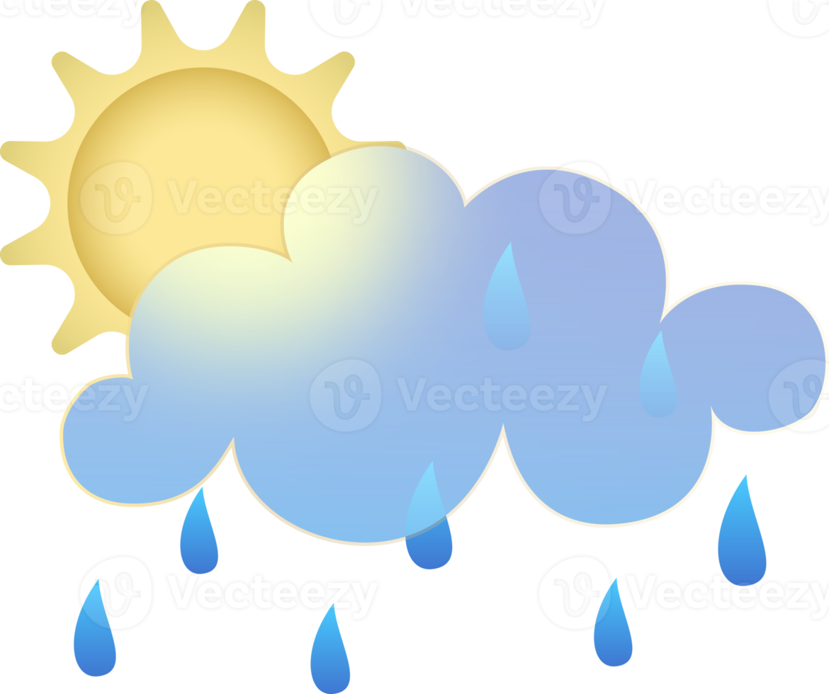 autunno tempo metereologico icona. vetromorfismo stile simboli per meteo previsione app. giorno estate primavera stagione canta. sole, pioggia e nuvole. png illustrazioni