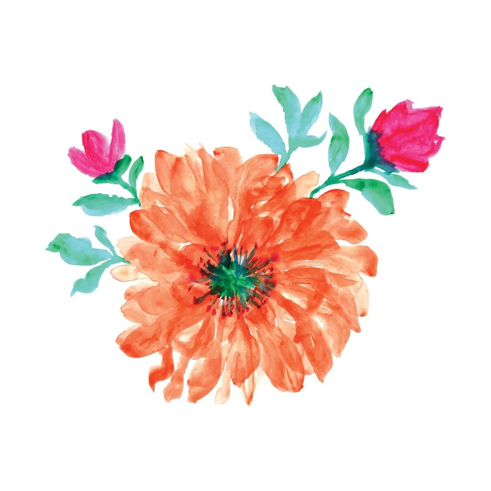 A watercolor painting of a flower with a pink flower. Colorful watercolor flower design. Watercolor flower illustration vector