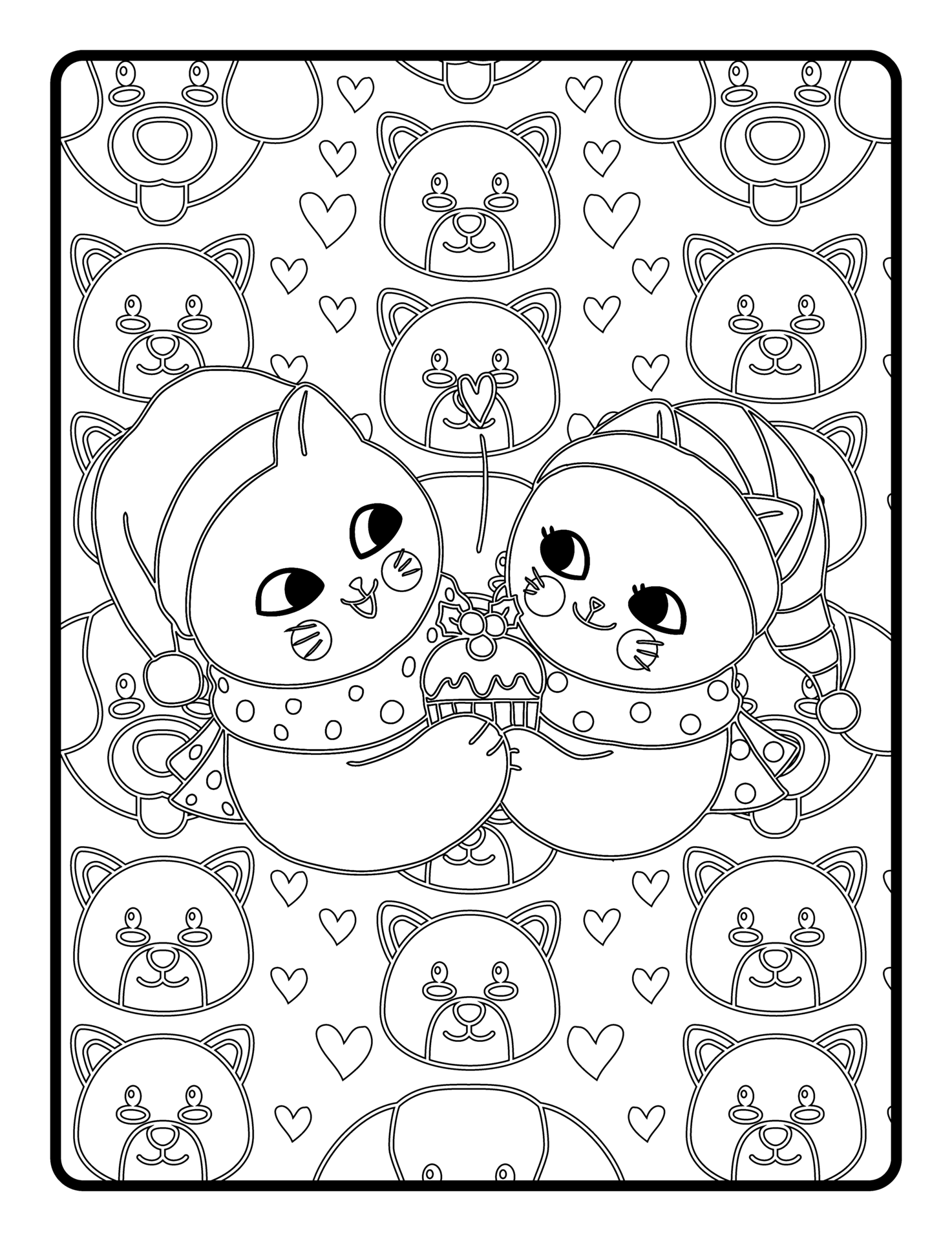 Free Coloring page with a cute cat 22242504 PNG with Transparent Background