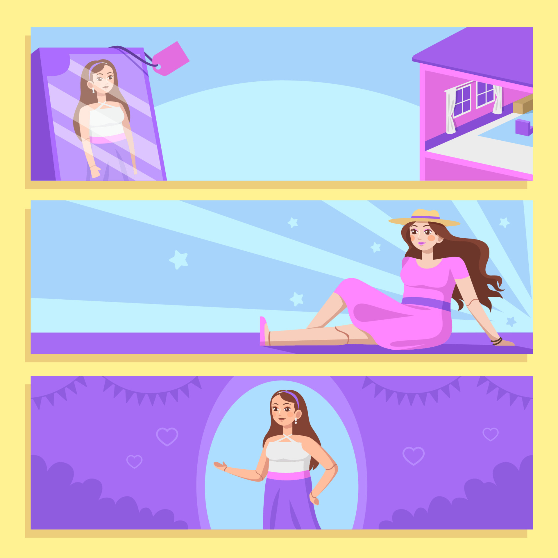 Set Of Pretty Doll Banner Template 22242525 Vector Art At Vecteezy set-of-pretty-doll-banner-template-22242525-vector-art-at-vecteezy