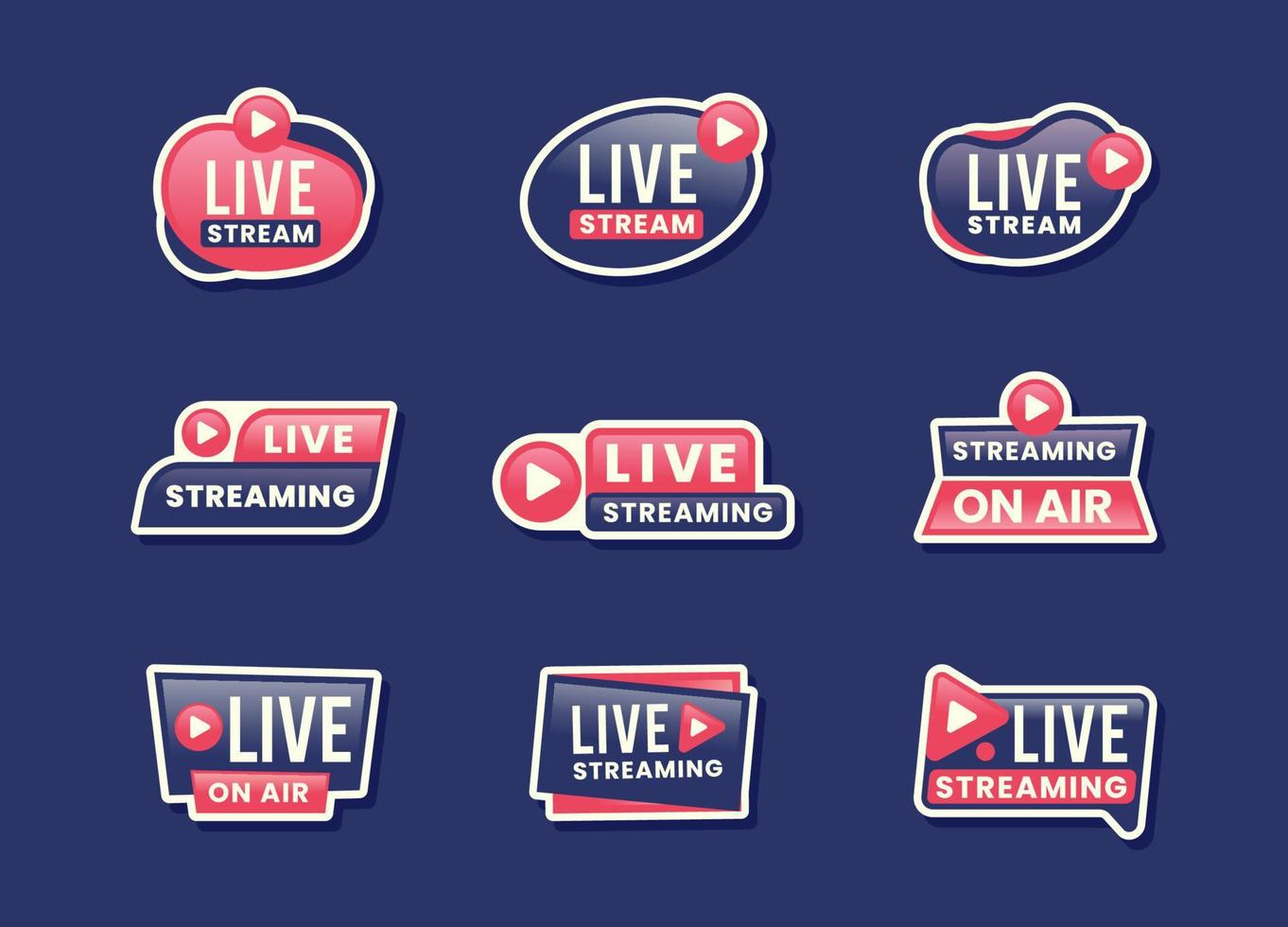 Youtube Live Label Set vector