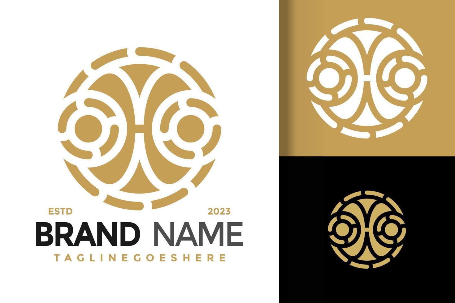 Letter H sun geometric logo vector icon illustration
