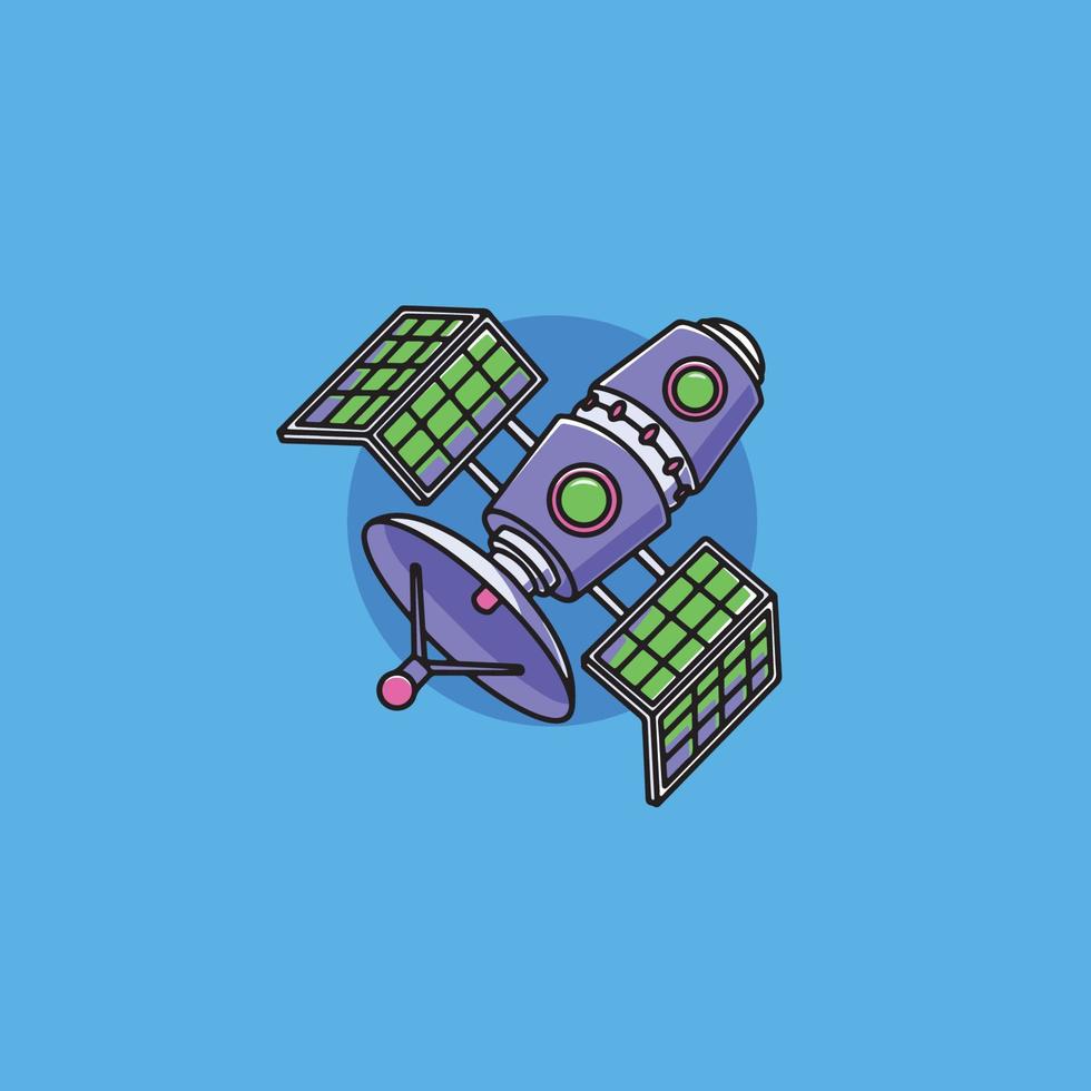 Cool satellite icon cartoon illustration vector