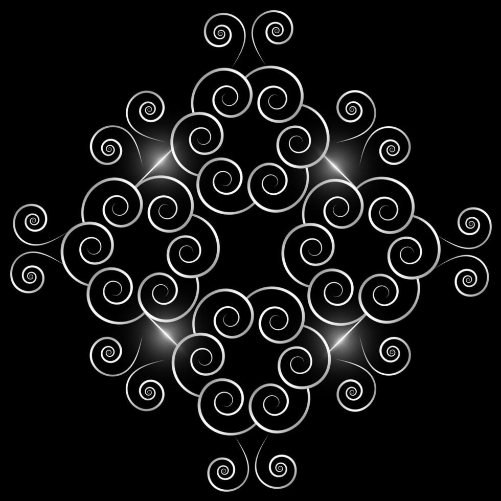 abstract silver curlies geometric design vector