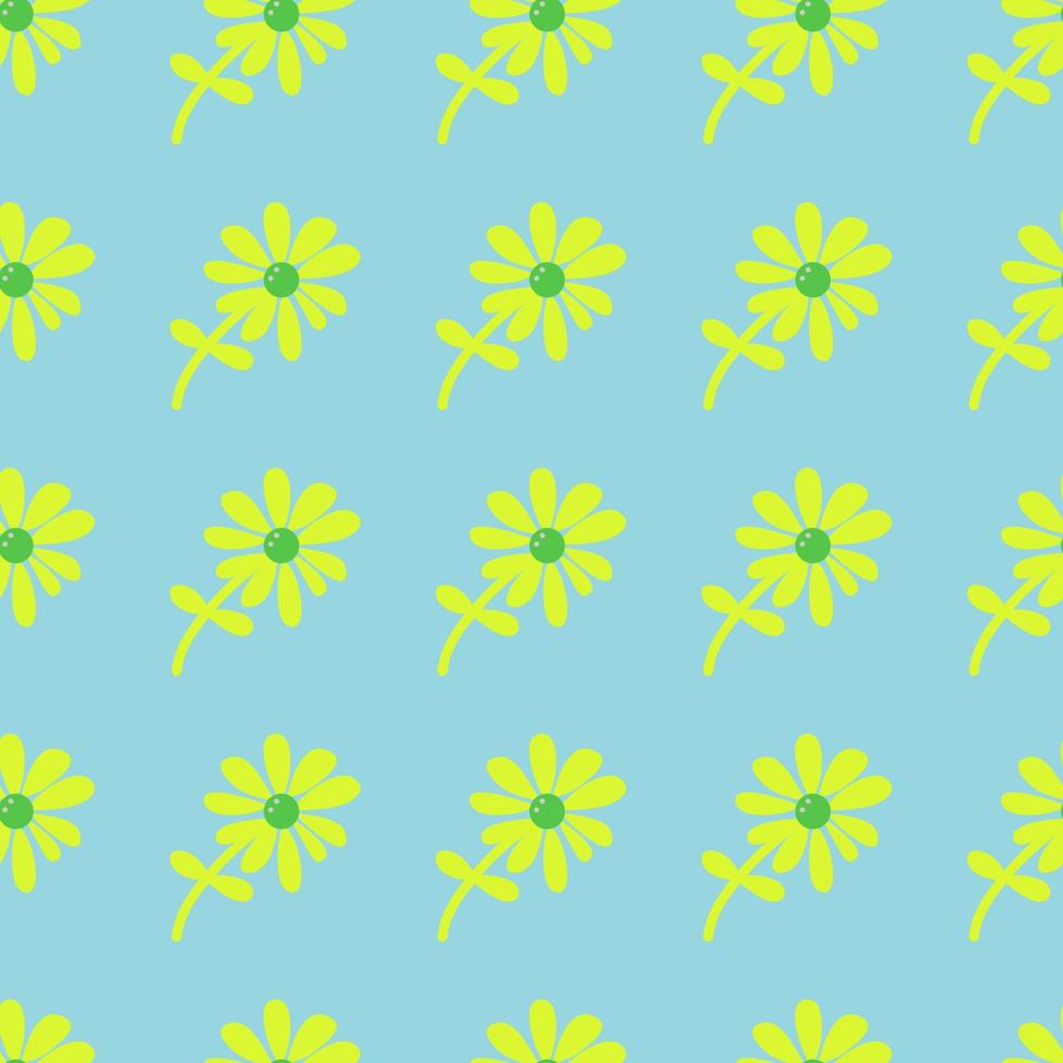 Chamomile flower seamless pattern in naive art style. Cute little daisy floral ornament wallpaper. vector