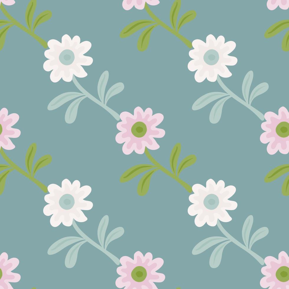 Cute flower seamless pattern in simple style. Hand drawn floral endless background. vector