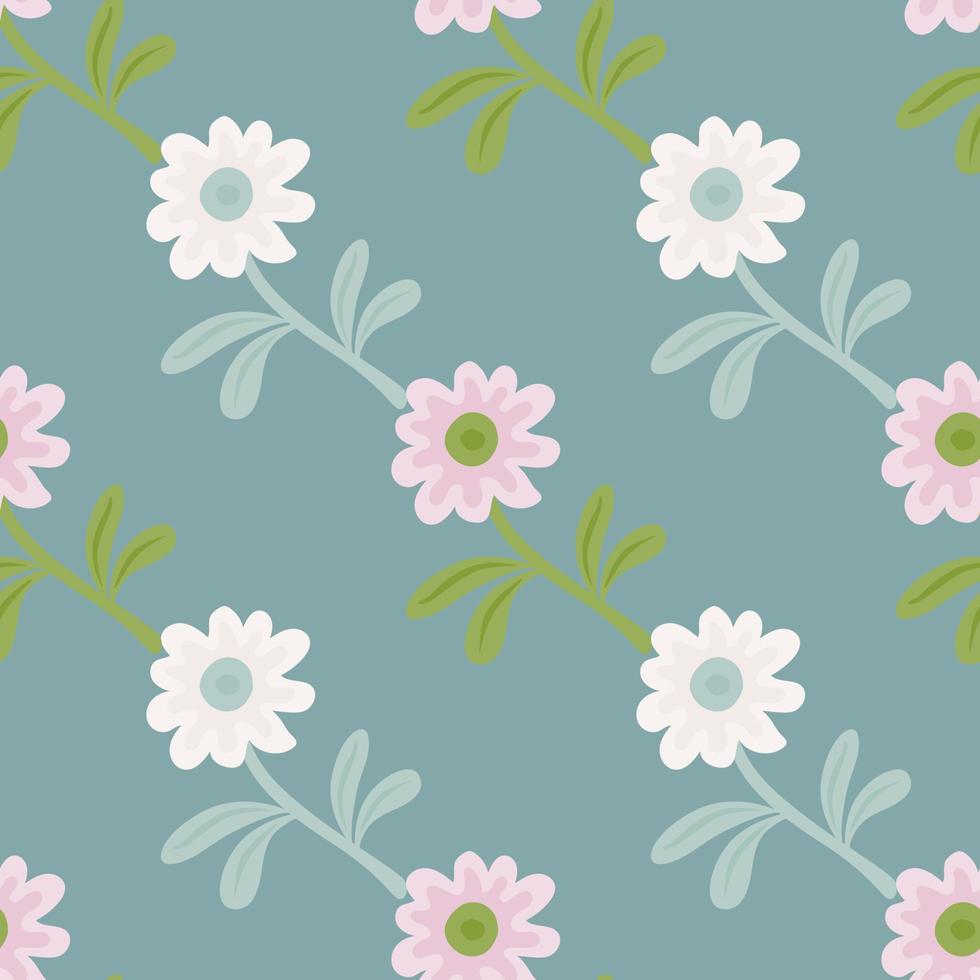 Cute flower seamless pattern in simple style. Hand drawn floral endless background. vector