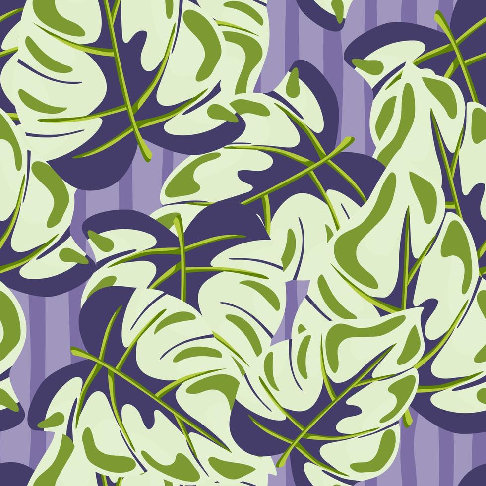 Stylized tropical leaves seamless pattern. Decorative leaf background. vector