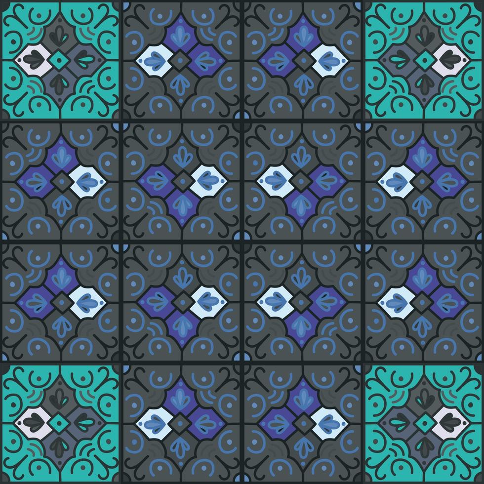 Seamless pattern with decorative mosaic elements. Vintage tile. Abstract geometric ornamental wallpaper. vector