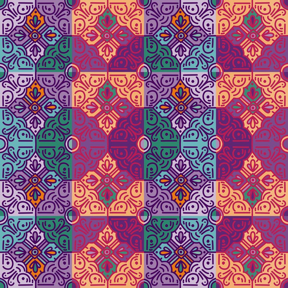 étnico floral mosaico sin costura modelo. resumen geométrico ornamental fondo de pantalla. vector