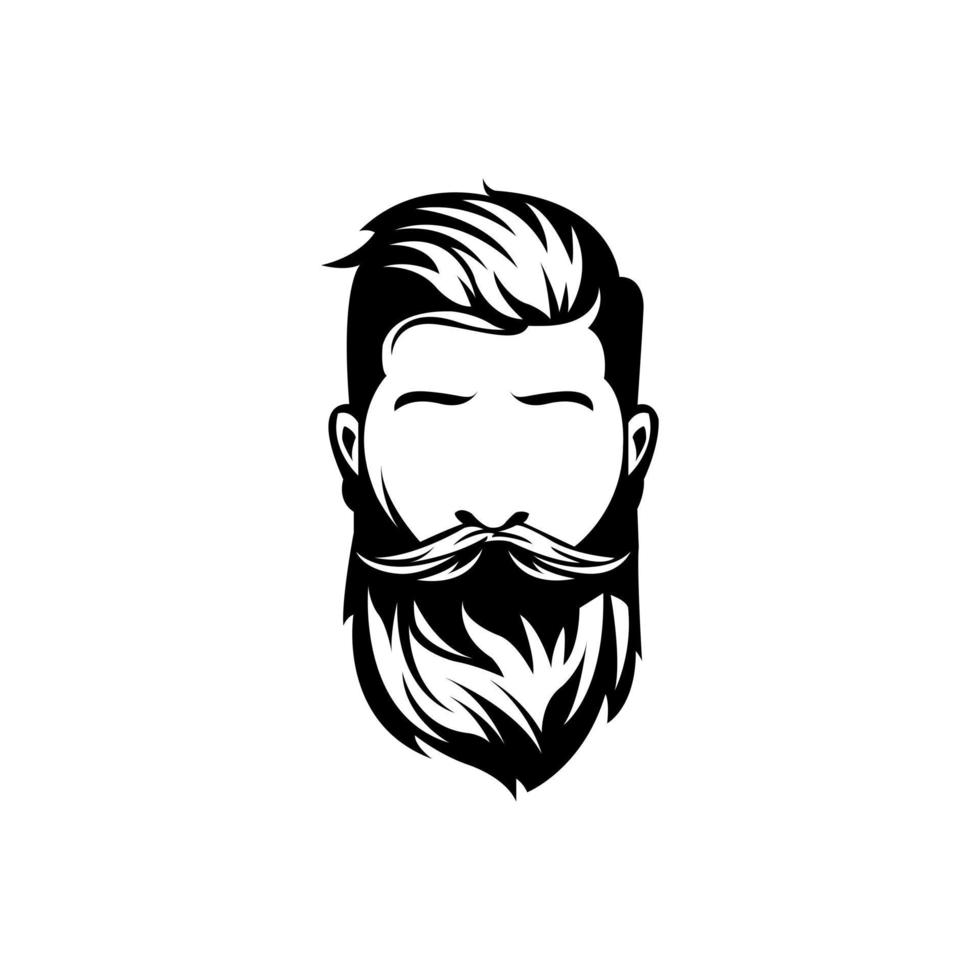 Vector black and white of hipster man logo. Silhouette of hipster guy in profile for barber shop.