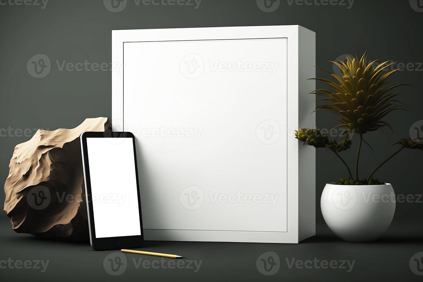 Smartphone mockup image - white mobile phone with blank space photo