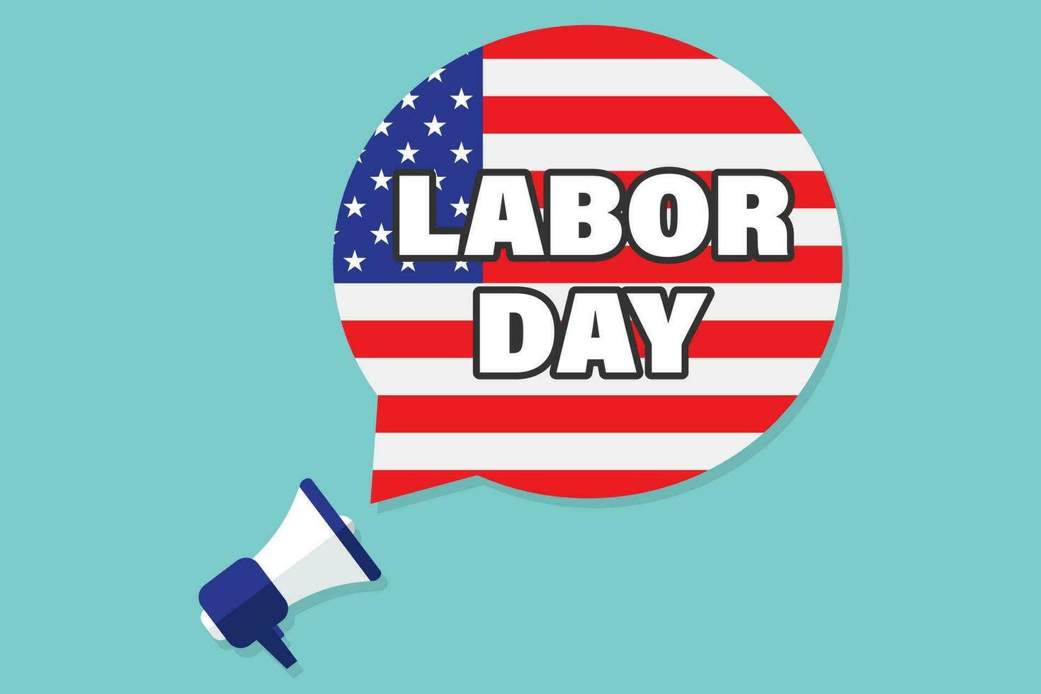 Labor day, labor day in America, American flag, web banners or print banners, printed materials, flat design vector illustration