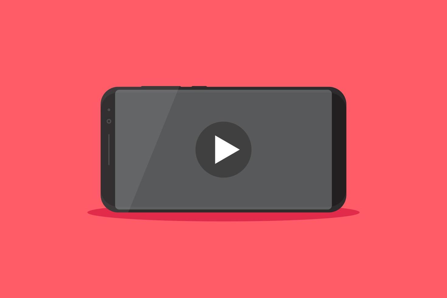 Smartphone video player on screen, flat design vector illustration