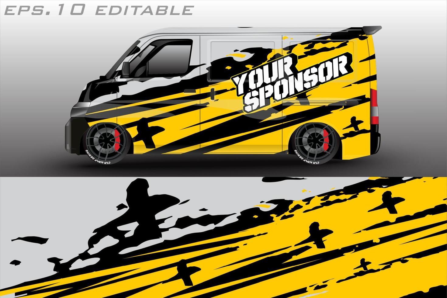 racing car wrap design for vehicle vinyl stickers and automotive company sticker livery vector