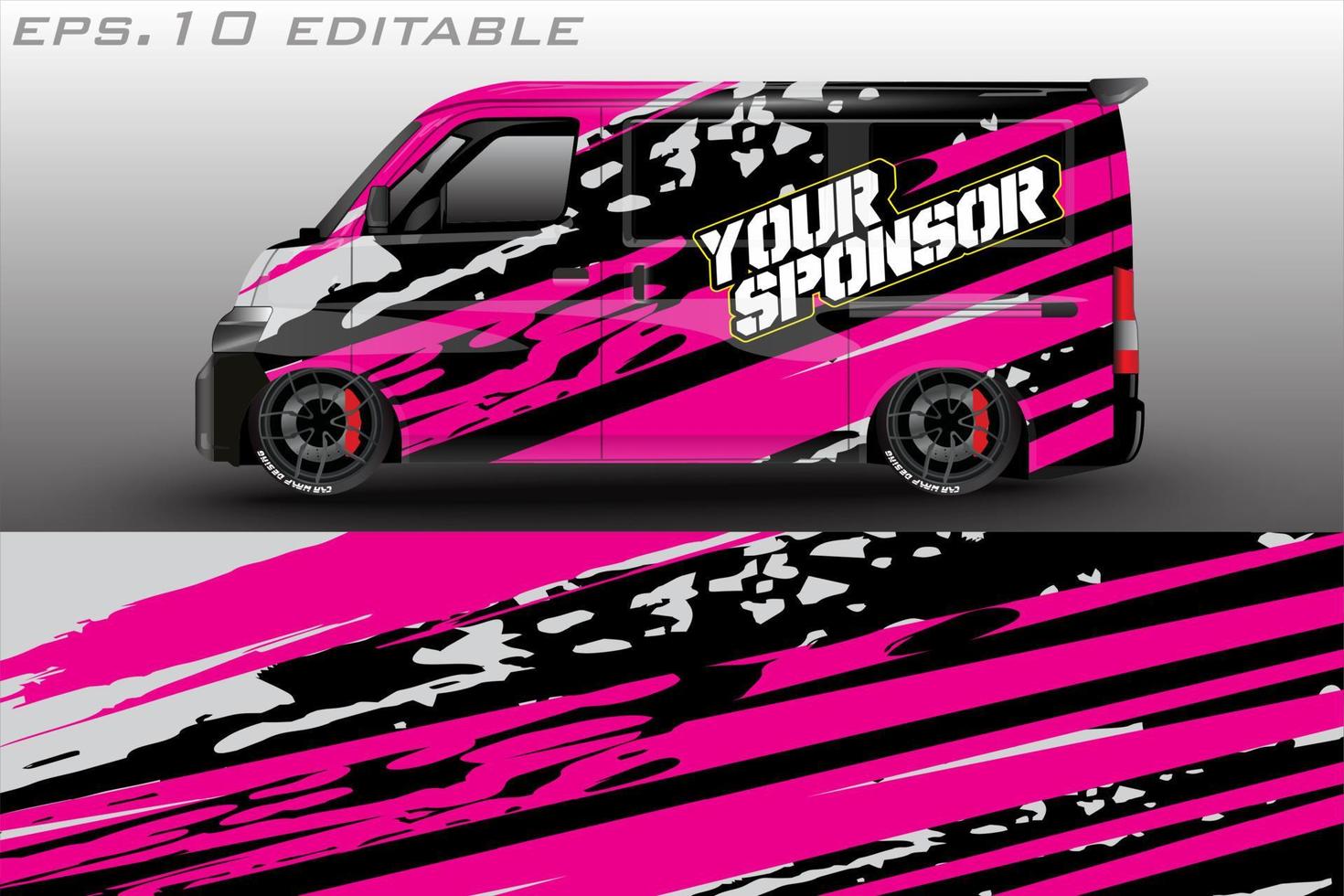 racing car wrap design for vehicle vinyl stickers and automotive company sticker livery vector