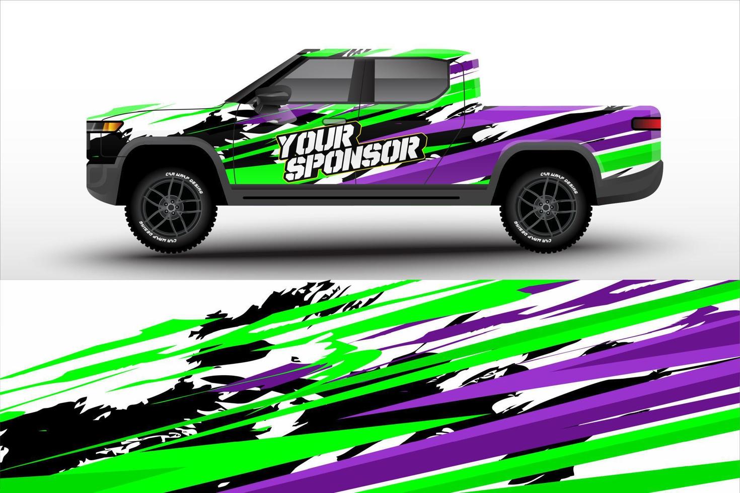Pick up truck decal wrap design vector. Graphic modern abstract stripe racing background kit designs for wrap vehicle, race car, rally, adventure and livery vector