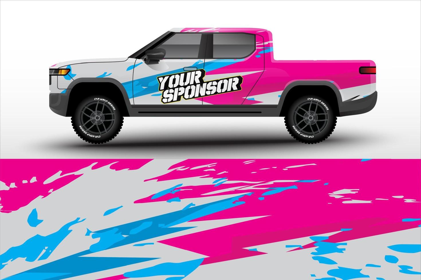 Pick up truck decal wrap design vector. Graphic modern abstract stripe racing background kit designs for wrap vehicle, race car, rally, adventure and livery vector