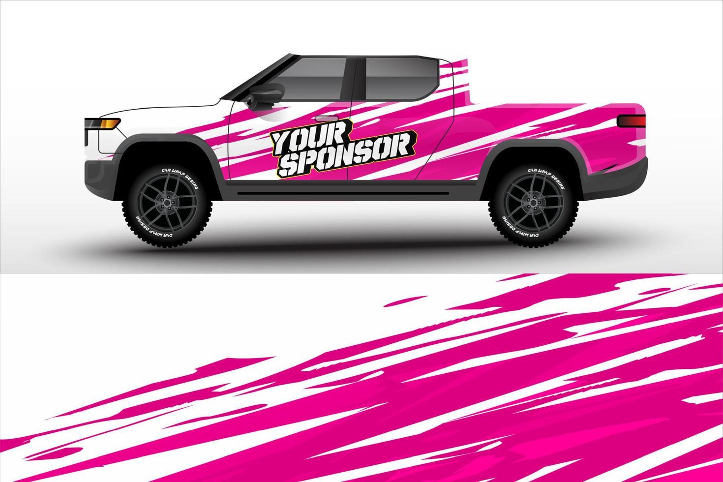 Pick up truck decal wrap design vector. Graphic modern abstract stripe racing background kit designs for wrap vehicle, race car, rally, adventure and livery vector