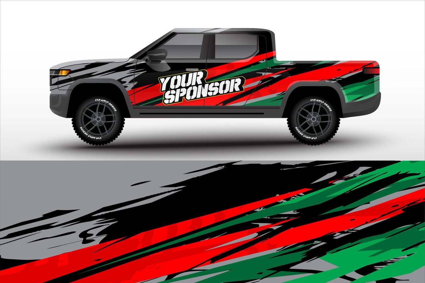 Pick up truck decal wrap design vector. Graphic modern abstract stripe racing background kit designs for wrap vehicle, race car, rally, adventure and livery vector
