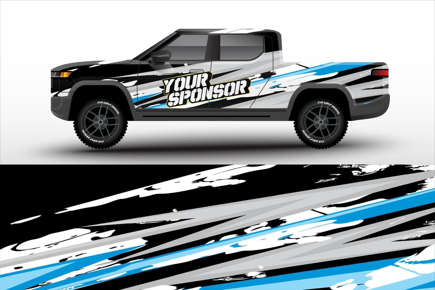 Pick up truck decal wrap design vector. Graphic modern abstract stripe racing background kit designs for wrap vehicle, race car, rally, adventure and livery vector