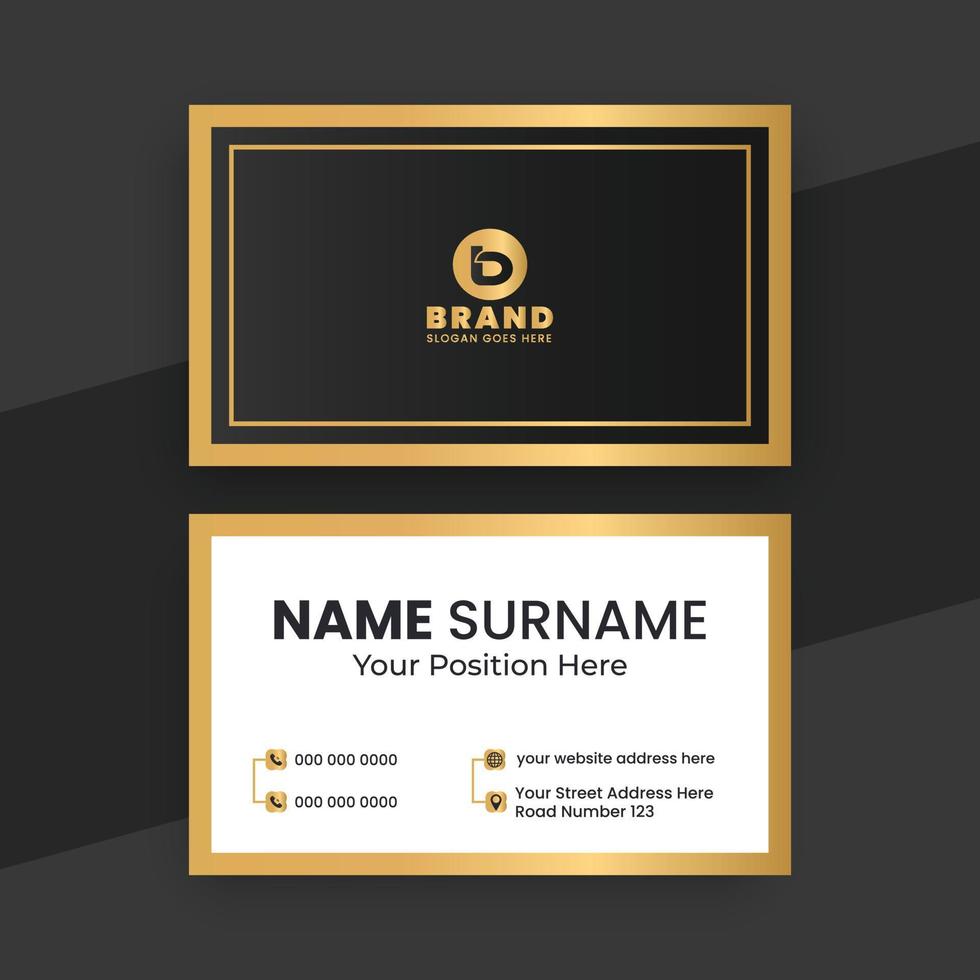 Golden, black and white color luxury business card design vector template