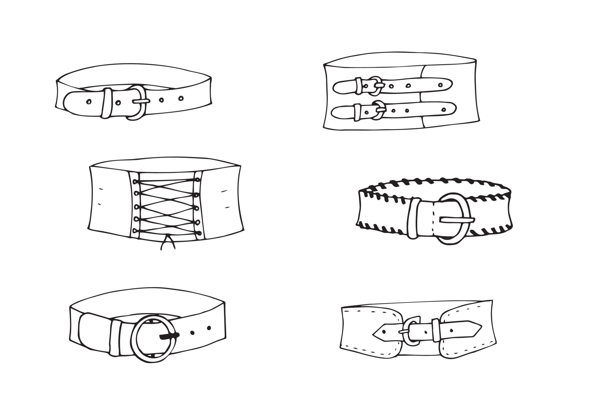 Hand drawn woman belt set. Fashion vector illustration. 22243331 Vector