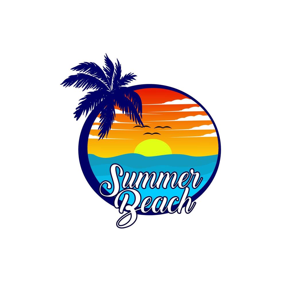 verano playa logo diseño vector